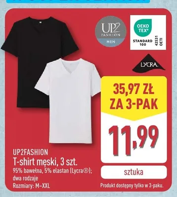 T-shirt męski UP2FASHION 3-pak promocja w Aldi