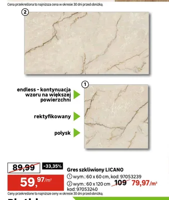 Gres szkliwiony Licano 60x60 cm promocja w Leroy Merlin