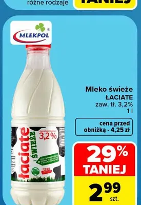 Mleko świeże Łaciate 3,2% promocja w Carrefour