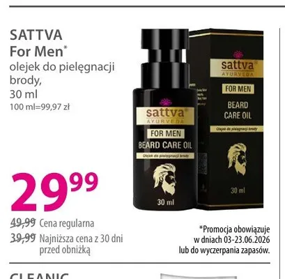 Olejek do pielęgnacji brody SATTVA For Men promocja w Hebe