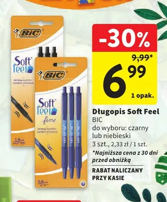 Długopis Soft Feel BIC czarny 3-pak promocja w Intermarche