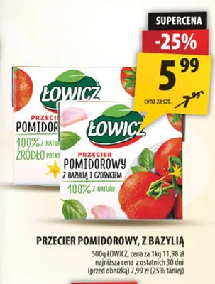 Przecier pomidorowy z bazylią i czosnkiem Łowicz promocja w Arhelan