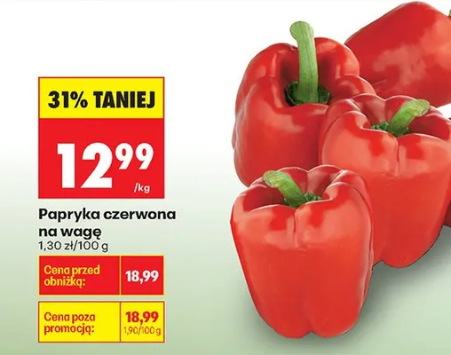 Papryka czerwona na wagę promocja w Biedronka