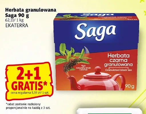 Herbata czarna granulowana Saga promocja w Prim Market