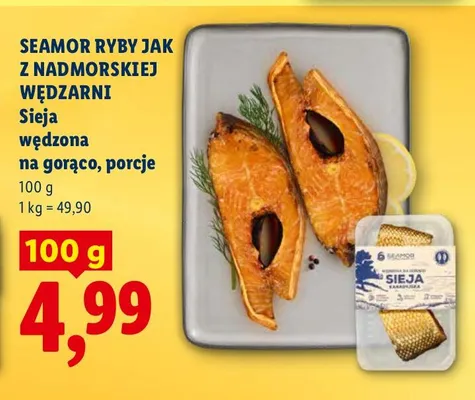 Ryba z nadmorskiej wędzarni Sieja wędzona na gorąco, porcje promocja w Lidl