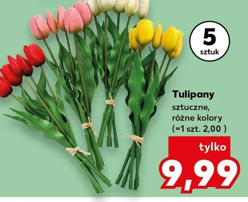 Tulipany sztuczne, różne kolory promocja w Kaufland