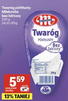 Twaróg półtłusty bez laktozy promocja w Delikatesy Centrum