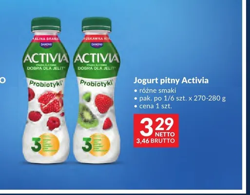 Jogurt pitny Danone Activia o smaku truskawka-kiwi promocja w Makro