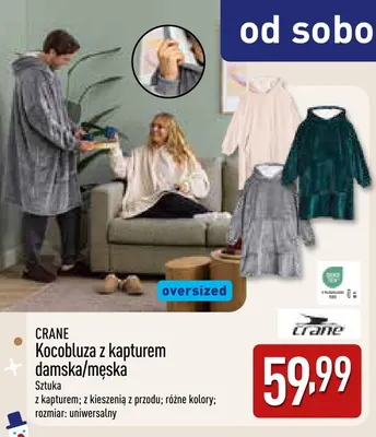 Kocobluza z kapturem damska/męska Crane promocja w Aldi