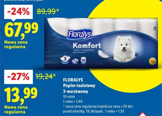 Papier toaletowy 3-warstwowy 10 rolek promocja w Lidl
