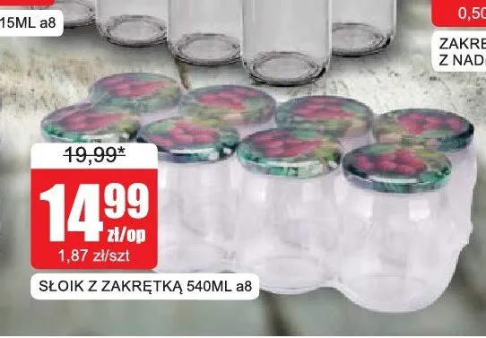 Słoiki z zakrętką 540 ml 8-pak promocja w Bingo