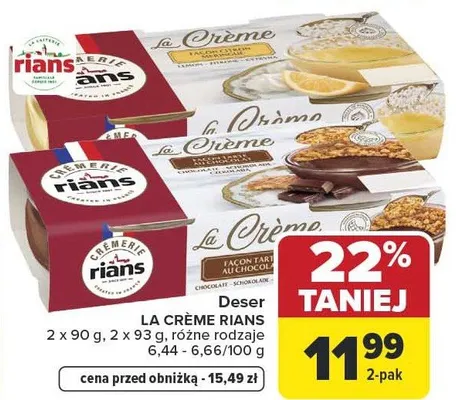 Deser La Crème różne rodzaje promocja w Carrefour