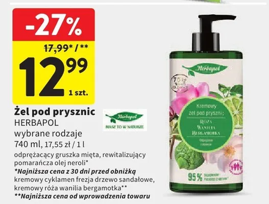 Żel pod prysznic Herbapol promocja w Intermarche