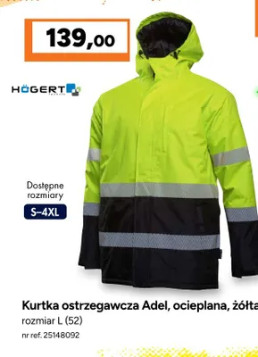 Kurtka ostrzegawcza Adel ocieplana żółta Högert Technik promocja w Bricoman