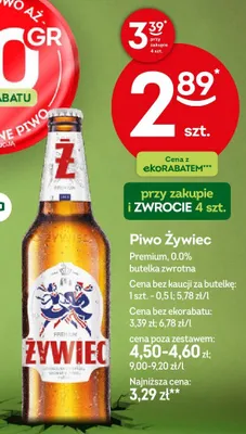 Piwo bezalkoholowe Żywiec 0.0% butelka zwrotna promocja w Żabka