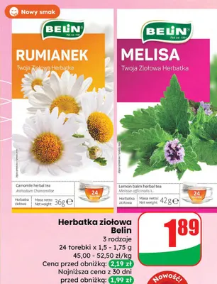 Herbatka ziołowa, 3 rodzaje promocja w Dino