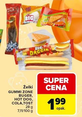 Żelki Buger, Hot Dog, Cola, Tost promocja w Carrefour