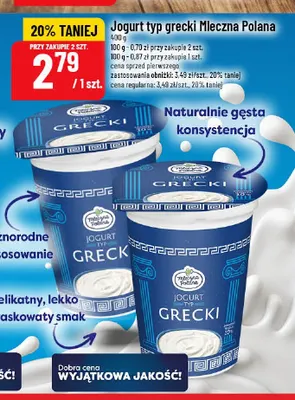 Jogurt typ grecki Mleczna Polana promocja w POLOmarket