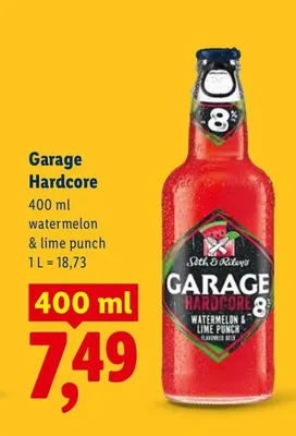 Piwo Garage Hardcore watermelon & lime punch promocja w Lidl