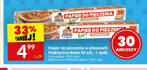 Papier do pieczenia w arkuszach Praktyczna Basia promocja w Twój Market