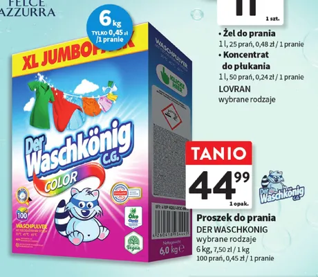 Proszek do prania Der Waschkönig wybrane rodzaje promocja w Intermarche