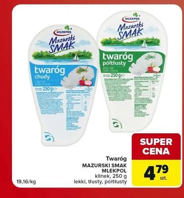 Twaróg Mazurski Smak Mlekpol tłusty promocja w Carrefour Market
