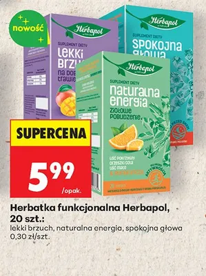 Herbatka funkcjonalna Herbapol naturalna energia promocja w Biedronka