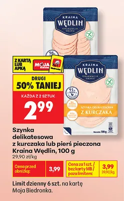 Szynka delikatesowa z kurczaka Kraina Wędlin promocja w Biedronka