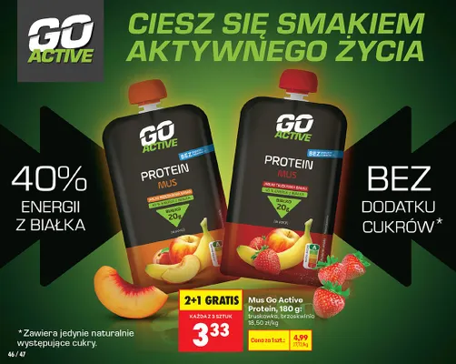 Mus Protein truskawka 2+1 GRATIS promocja w Biedronka