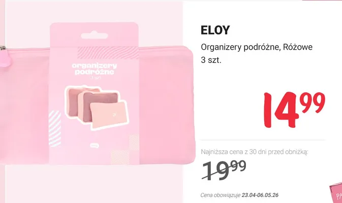 Organizery podróżne Eloy promocja w Rossmann