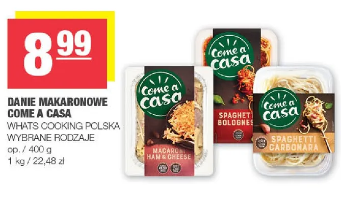 Danie makaronowe Spaghetti Carbonara Come a Casa promocja w SPAR