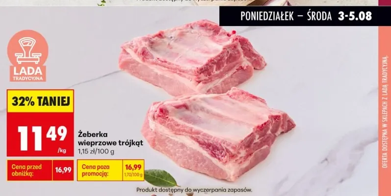 Żeberka wieprzowe trójkąt promocja w Biedronka