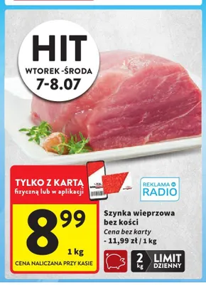 Szynka wieprzowa bez kości promocja w Intermarche