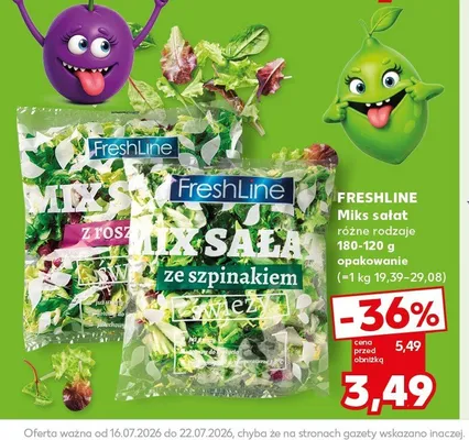 Miks sałat ze szpinakiem FreshLine promocja w Kaufland