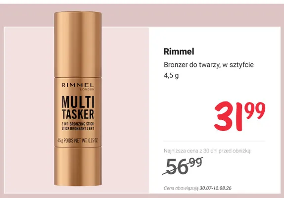 Bronzer do twarzy w sztyfcie Rimmel Multi Tasker promocja w Rossmann