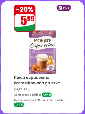 Kawa cappuccino Mokate karmelizowana gruszka promocja w Dino