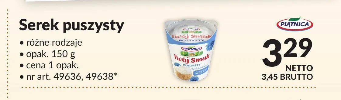 Serek puszysty Twój Smak Piątnica promocja w Makro