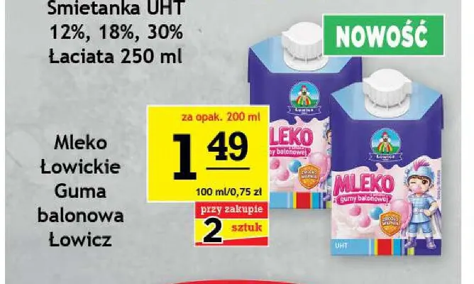 Mleko Łowickie Guma balonowa Łowicz promocja w Gram Market