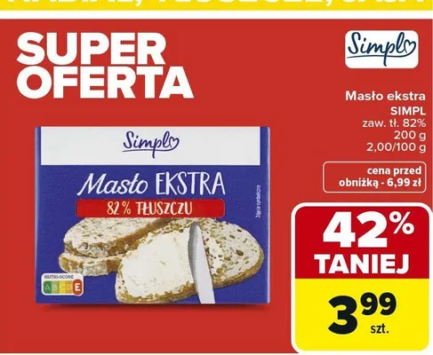Masło ekstra Simpl promocja w Carrefour Market
