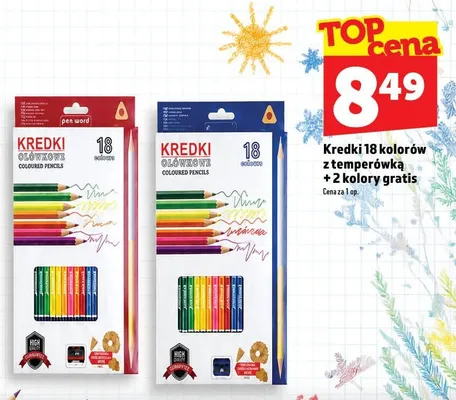 Kredki ołówkowe Penword 18 kolorów z temperówką promocja w TOPAZ