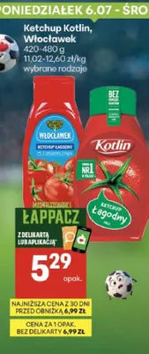 Ketchup łagodny Kotlin promocja w Delikatesy Centrum