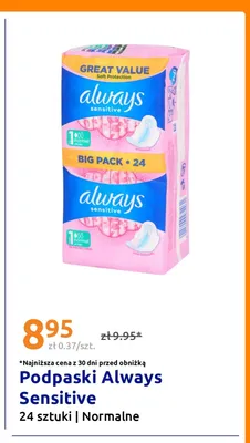 Podpaski Always Sensitive promocja w Action