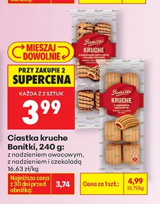 Ciastka kruche z nadzieniem owocowym, z nadzieniem i czekoladą promocja w Biedronka
