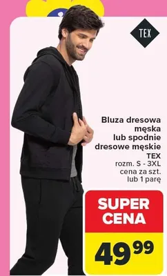Bluza dresowa męska lub spodnie dresowe męskie TEX promocja w Carrefour