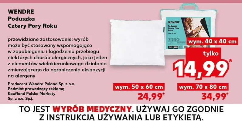 Poduszka Cztery Pory Roku 70x80 cm promocja w Kaufland