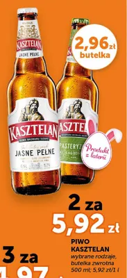 Piwo Kasztelan wybrane rodzaje, butelka zwrotna promocja w Groszek