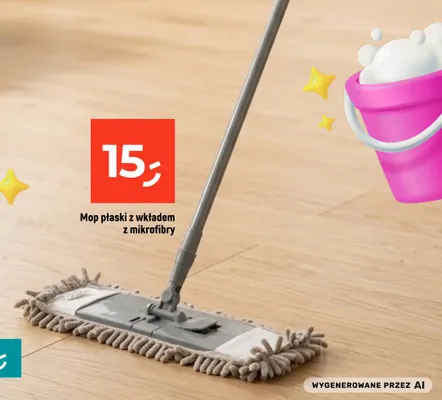 Mop płaski z wkładem z mikrofibry promocja w Dealz
