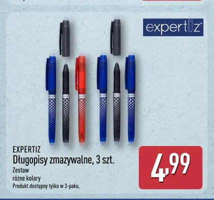 Długopisy zmazywalne Expertiz 3-pak promocja w Aldi
