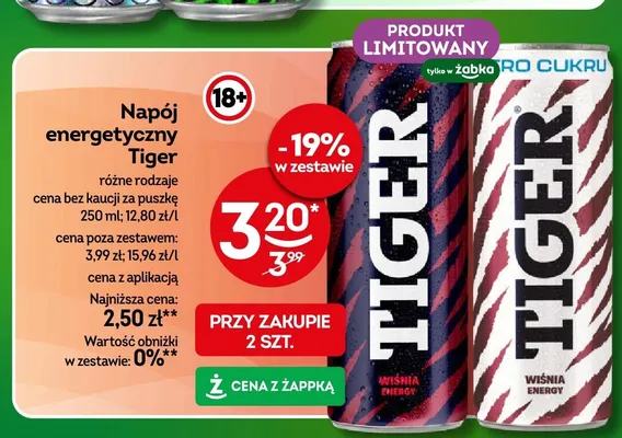 Napój energetyczny Tiger Wiśnia Energy promocja w Żabka