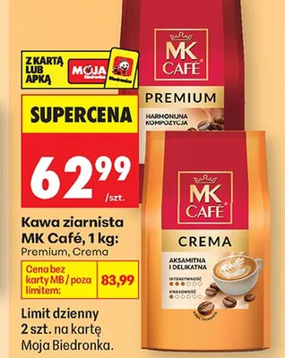 Kawa ziarnista MK Café Crema 1kg promocja w Biedronka